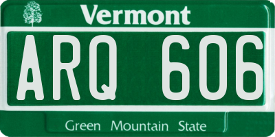 VT license plate ARQ606