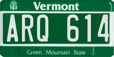 VT license plate ARQ614