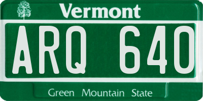 VT license plate ARQ640