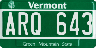 VT license plate ARQ643