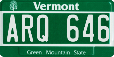 VT license plate ARQ646