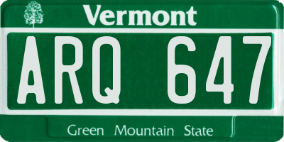 VT license plate ARQ647