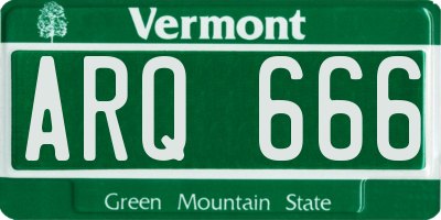 VT license plate ARQ666