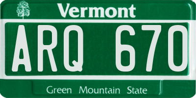 VT license plate ARQ670