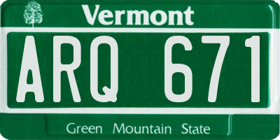 VT license plate ARQ671