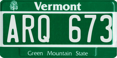 VT license plate ARQ673