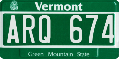 VT license plate ARQ674