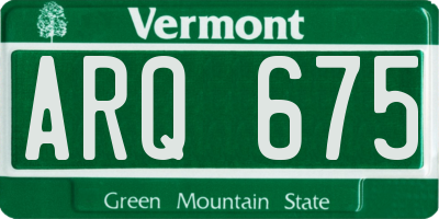 VT license plate ARQ675