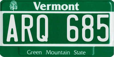 VT license plate ARQ685