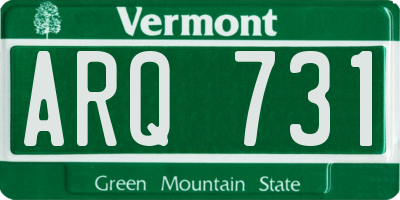 VT license plate ARQ731