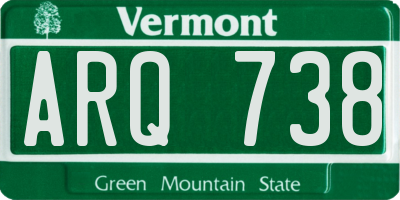 VT license plate ARQ738