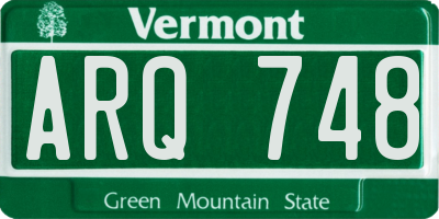 VT license plate ARQ748