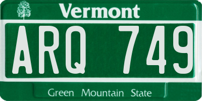 VT license plate ARQ749