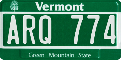 VT license plate ARQ774