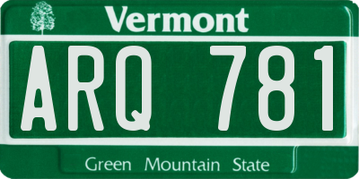 VT license plate ARQ781