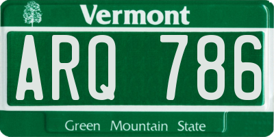 VT license plate ARQ786