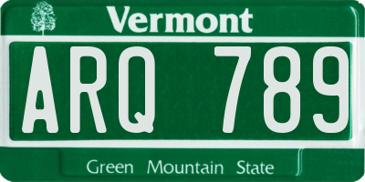 VT license plate ARQ789
