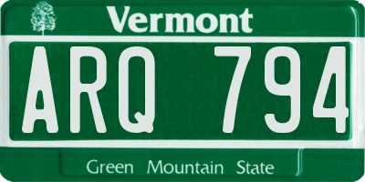 VT license plate ARQ794