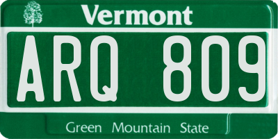 VT license plate ARQ809