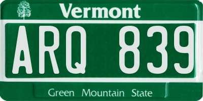 VT license plate ARQ839