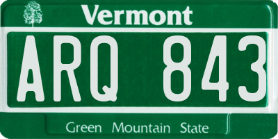 VT license plate ARQ843
