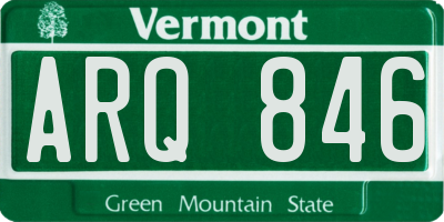 VT license plate ARQ846