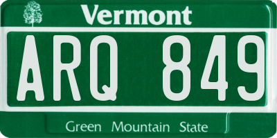 VT license plate ARQ849