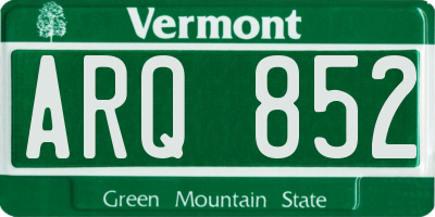 VT license plate ARQ852