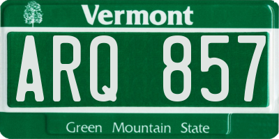 VT license plate ARQ857
