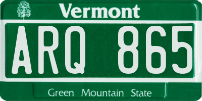 VT license plate ARQ865