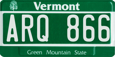 VT license plate ARQ866