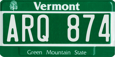 VT license plate ARQ874