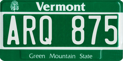VT license plate ARQ875
