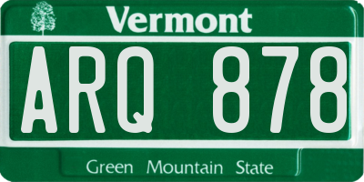 VT license plate ARQ878