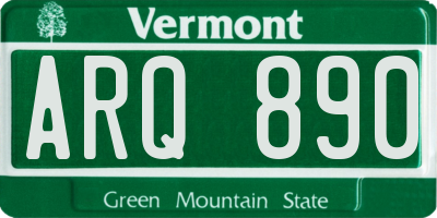 VT license plate ARQ890