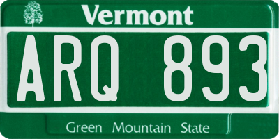 VT license plate ARQ893