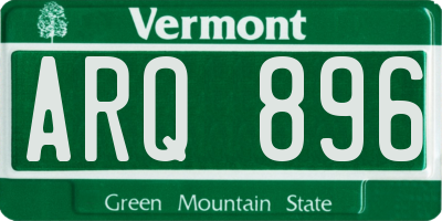 VT license plate ARQ896