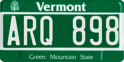 VT license plate ARQ898