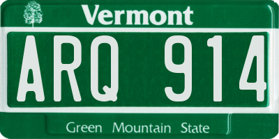VT license plate ARQ914