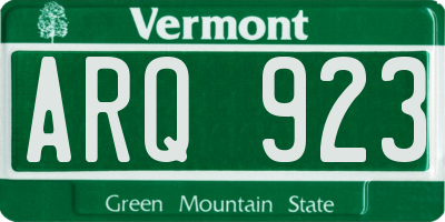 VT license plate ARQ923