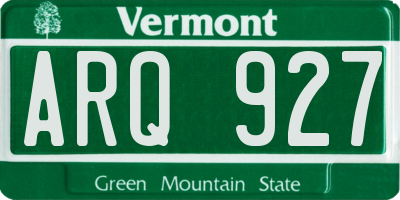 VT license plate ARQ927