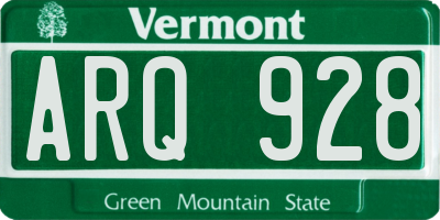 VT license plate ARQ928