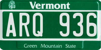 VT license plate ARQ936