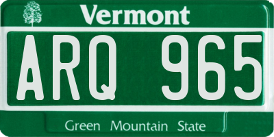 VT license plate ARQ965