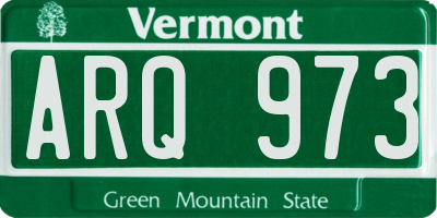 VT license plate ARQ973
