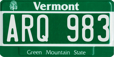 VT license plate ARQ983