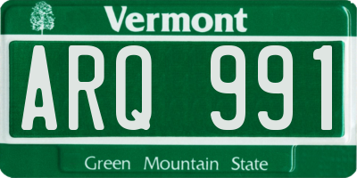 VT license plate ARQ991