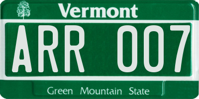 VT license plate ARR007