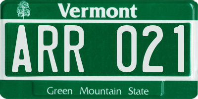 VT license plate ARR021