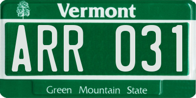 VT license plate ARR031
